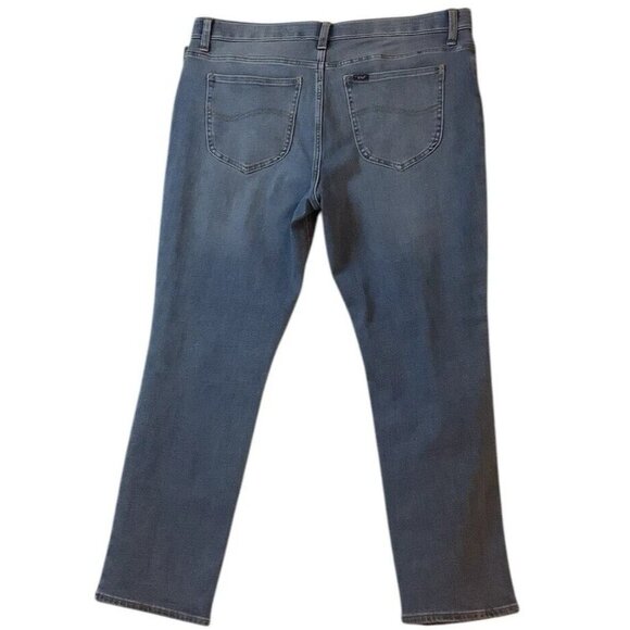 NWT Lee Slim Fit Straight Leg Mid-Rise Stretch Blue Jeans Womens Size 18 Short - Picture 2 of 9